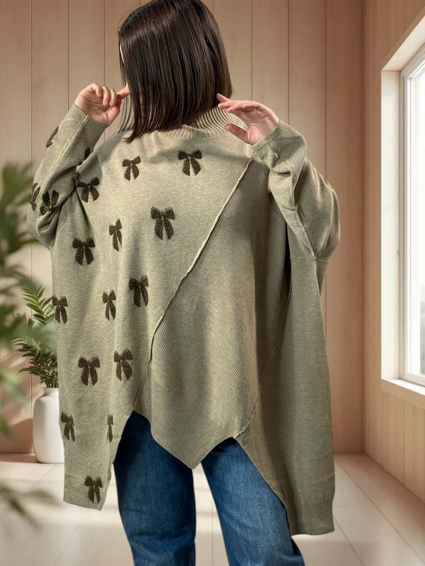 ANTONINO - PULL BEIGE OVERSIZE EN MAILLE JUSQU'A LA TAILLE 58