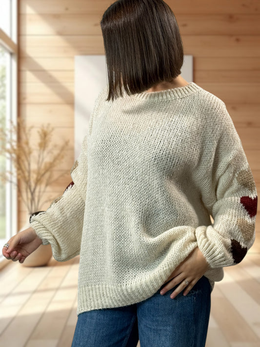 ETHAN - PULL OVERSIZE BEIGE JUSQU'A LA TAILLE 50