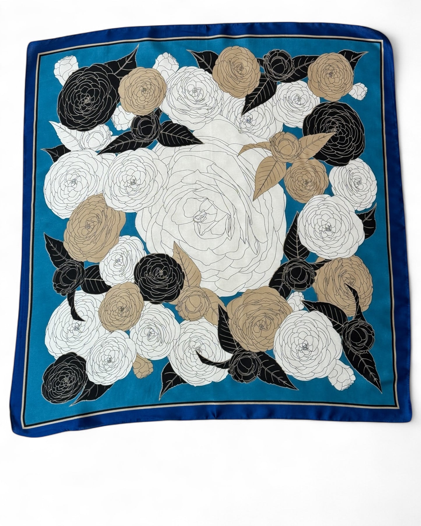 JULIETTE REF4 - PETIT FOULARD BLEU A FLEUR