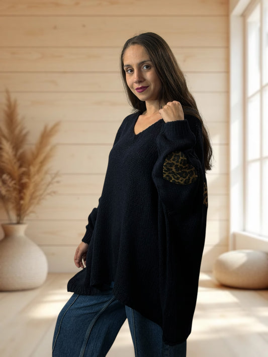 RAPHAEL - PULL OVERSIZE MARINE JUSQU'A LA TAILLE 54/56