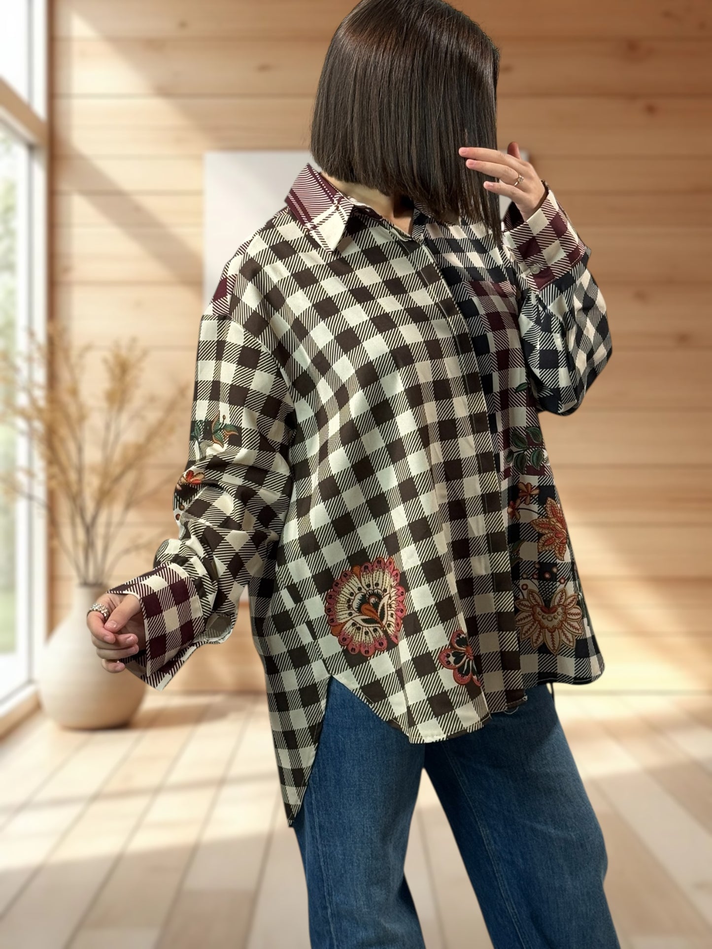 YSOLINE REF1 - CHEMISE OVERSIZE A MOTIF JUSQU'A LA TAILLE 52/54