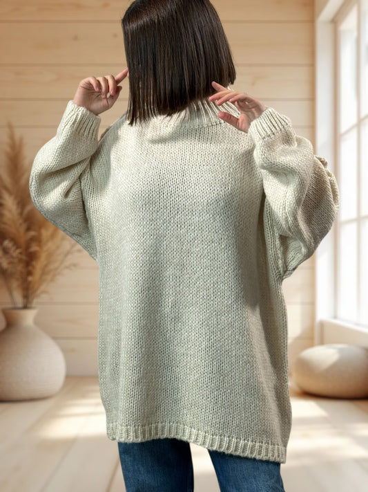 NATHY - PULL OVERSIZE BEIGE JUSQU'A LA TAILLE 54