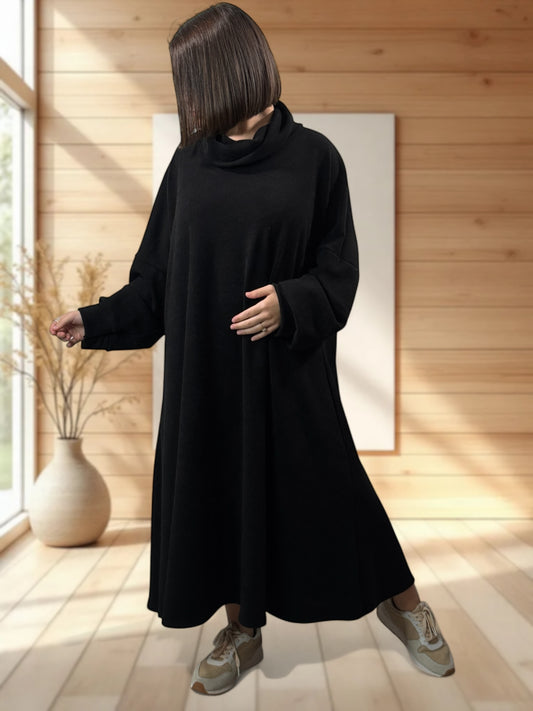 MILAN - ROBE OVERSIZE NOIRE JUSQU'A LA TAILLE 60
