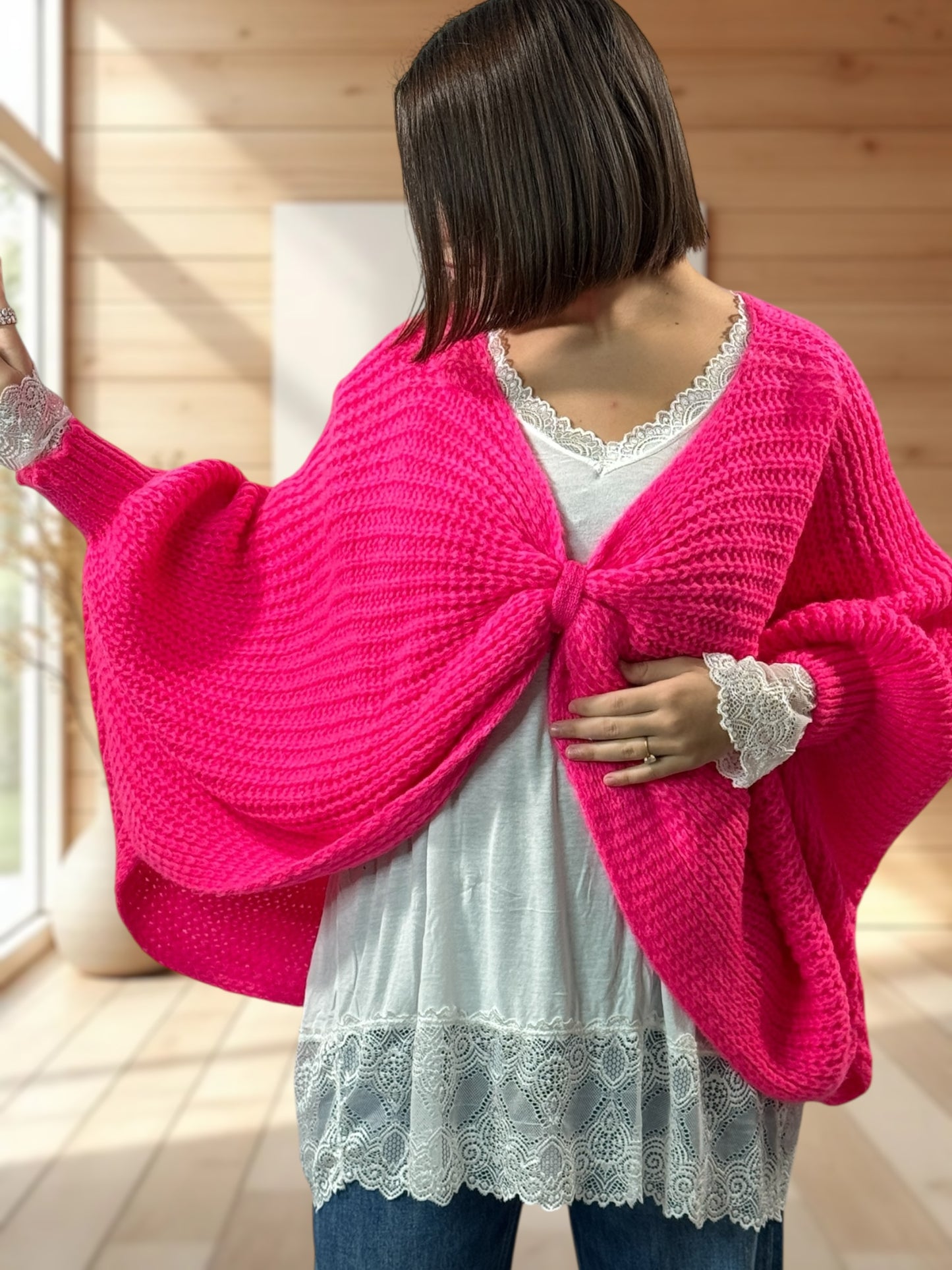ELLA - PULL OVERSIZE FUCHSIA JUSQU'A LA TAILLE 56