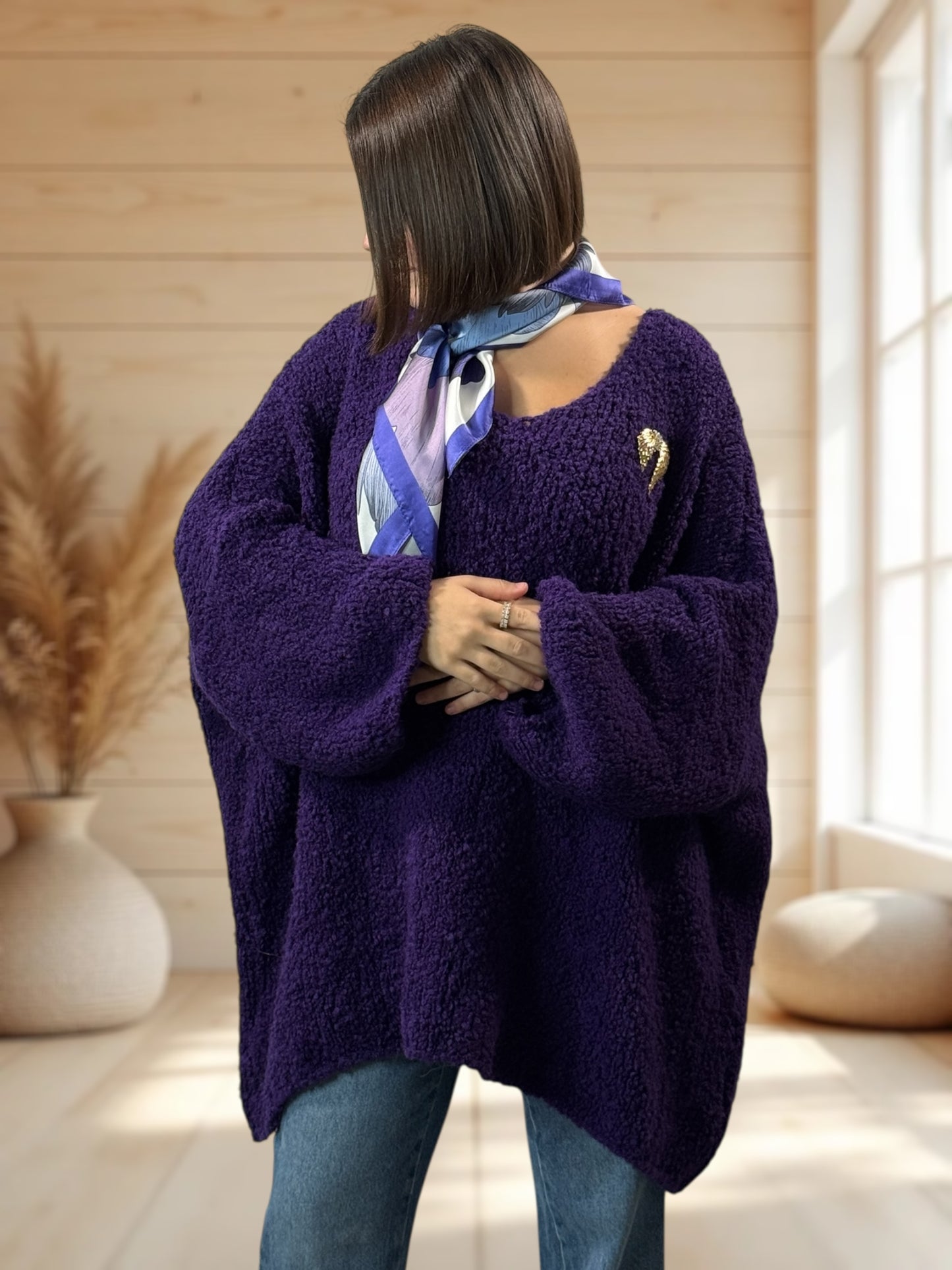 LAETITIA - PULL VIOLET OVERSIZE JUSQU'A LA TAILLE 58