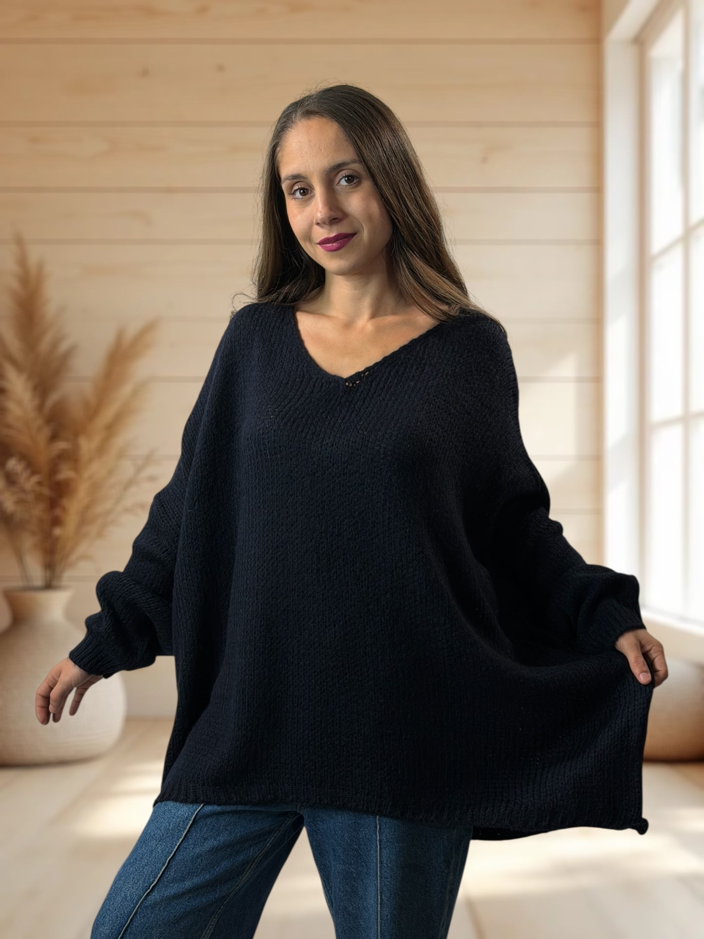 RAPHAEL - PULL OVERSIZE MARINE JUSQU'A LA TAILLE 54/56
