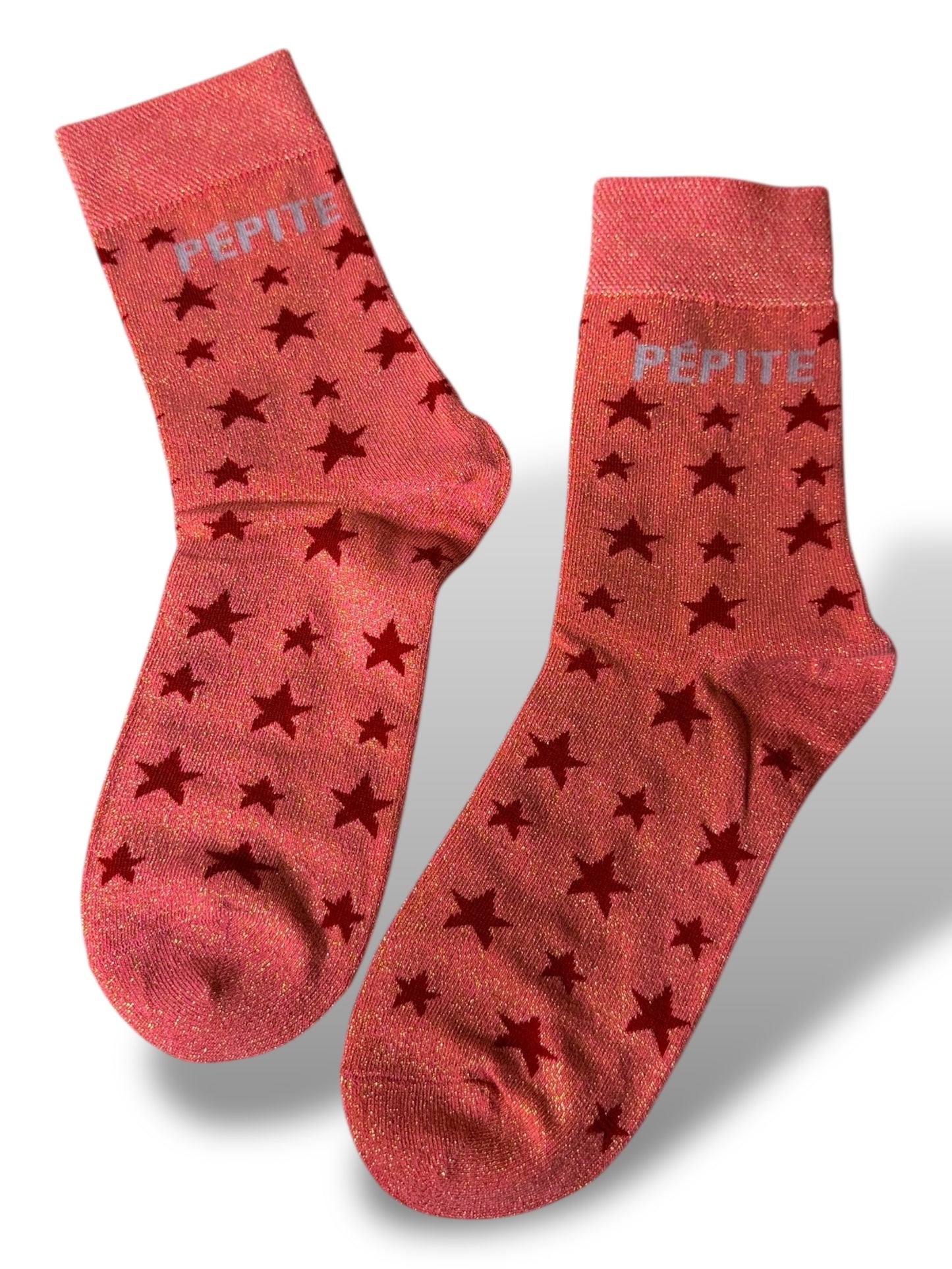 CHAUSSETTES SCINTILLANTES PEPITE CORAIL