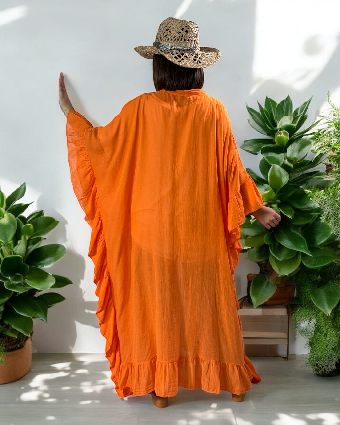 HAPINESS - KIMONO ORANGE OVERSIZE JUSQU'A LA TAILLE 60