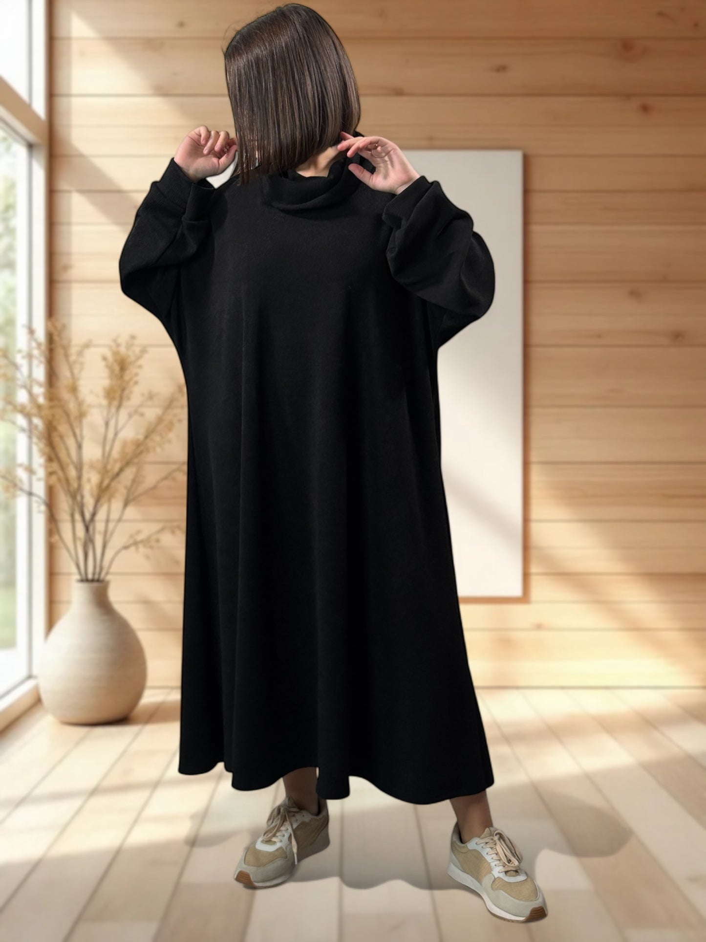 MILAN - ROBE OVERSIZE NOIRE JUSQU'A LA TAILLE 60