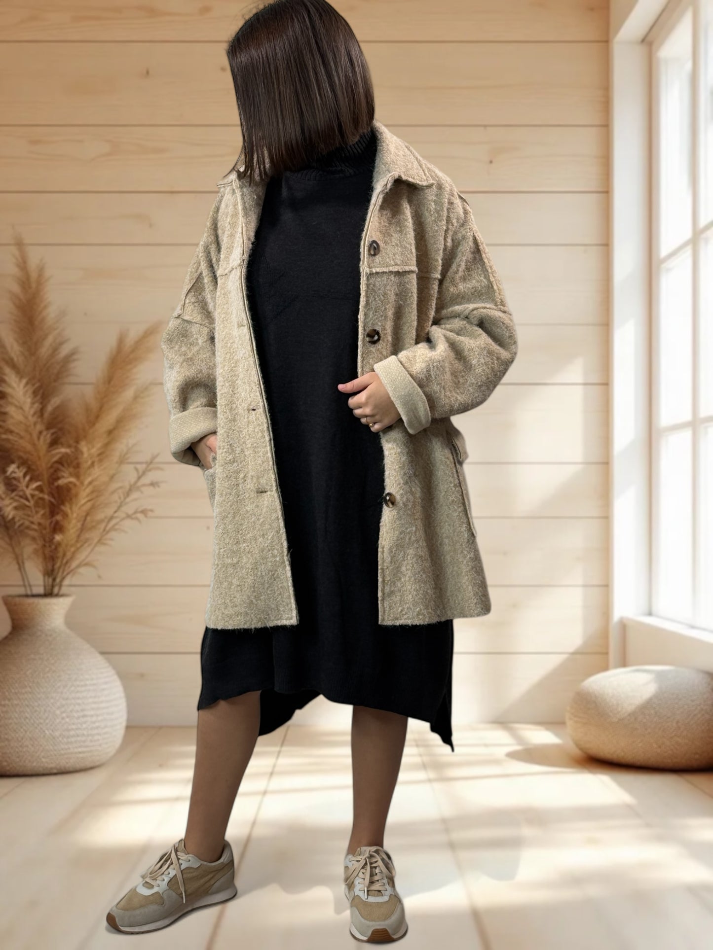 RAVELO - VESTE OVERSIZE BEIGE JUSQU'A LA TAILLE 54/56