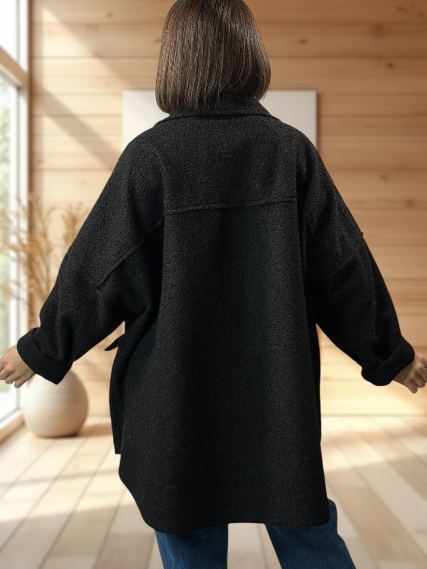 RAVELO - VESTE OVERSIZE NOIRE JUSQU'A LA TAILLE 54/56