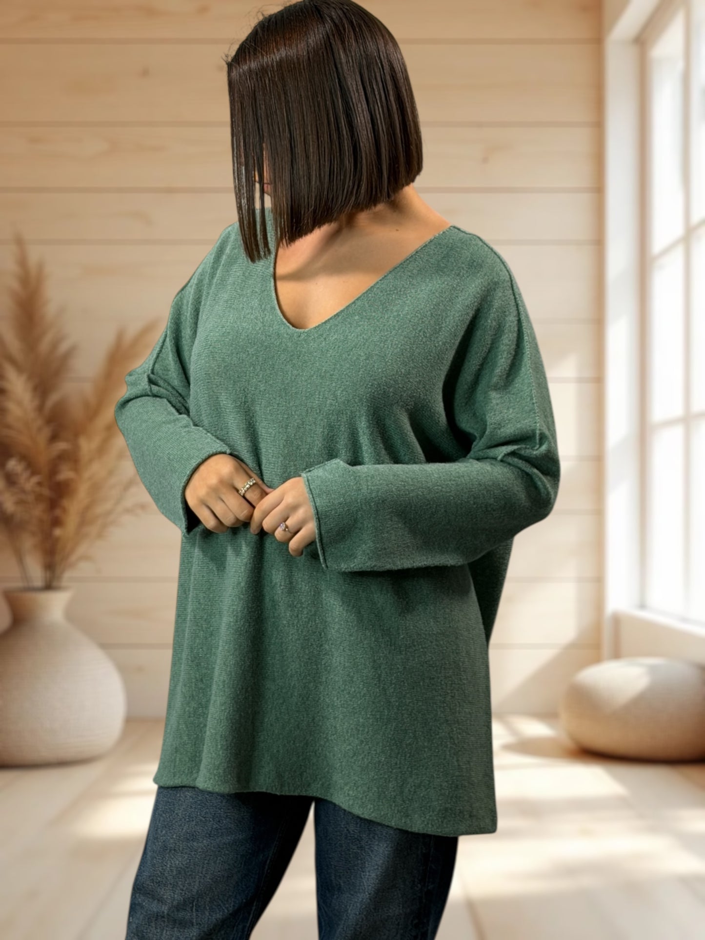 LARA - PULL OVERSIZE VERT CELADON JUSQU'A LA TAILLE 54