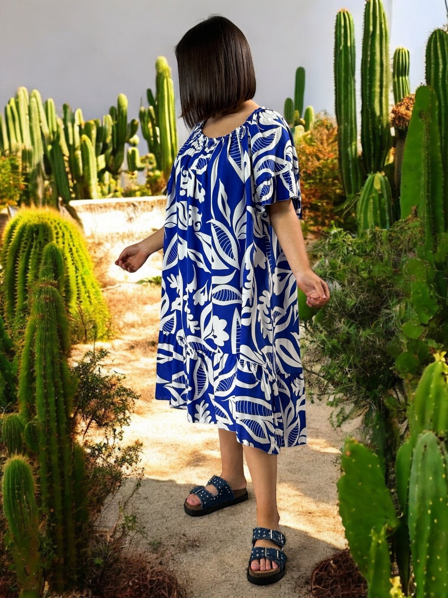 BANDOL - ROBE OVERSIZE IMPERIAL A MOTIF JUSQU'A LA TAILLE 56