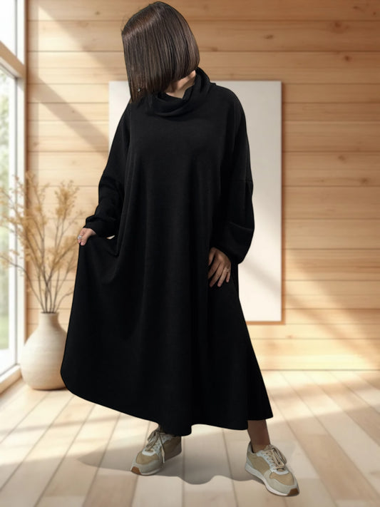 MILAN - ROBE OVERSIZE NOIRE JUSQU'A LA TAILLE 60