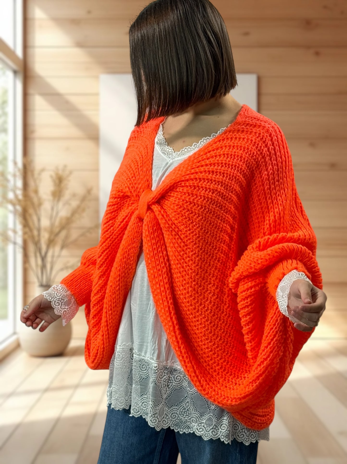 ELLA - PULL OVERSIZE ORANGE JUSQU'A LA TAILLE 56