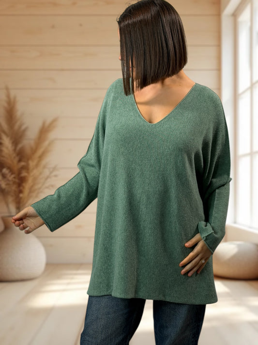 LARA - PULL OVERSIZE VERT CELADON JUSQU'A LA TAILLE 54
