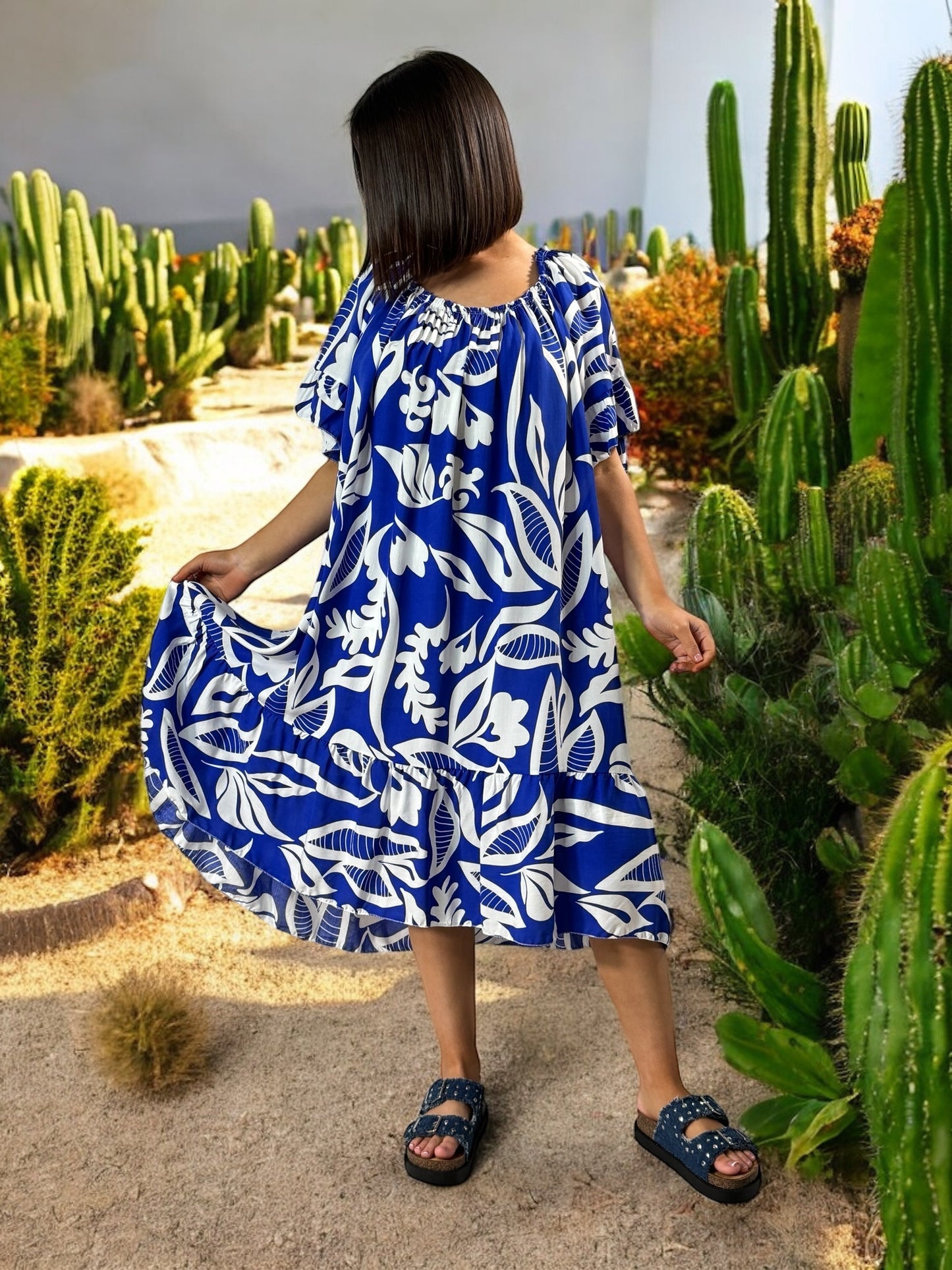 BANDOL - ROBE OVERSIZE IMPERIAL A MOTIF JUSQU'A LA TAILLE 56