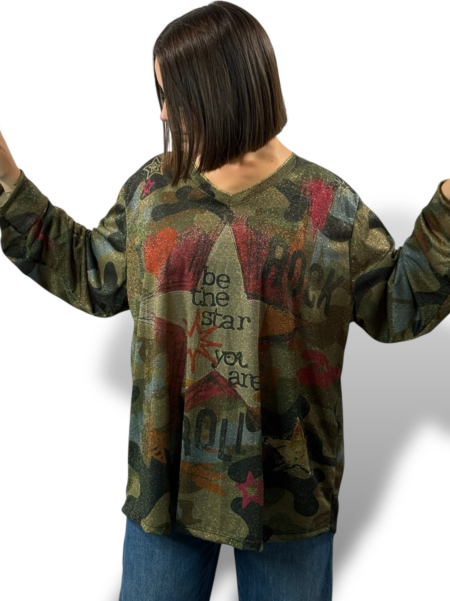 MARYLIN - TOP OVERSIZE FLUIDE SCINTILLANT JUSQU'A LA TAILLE 54