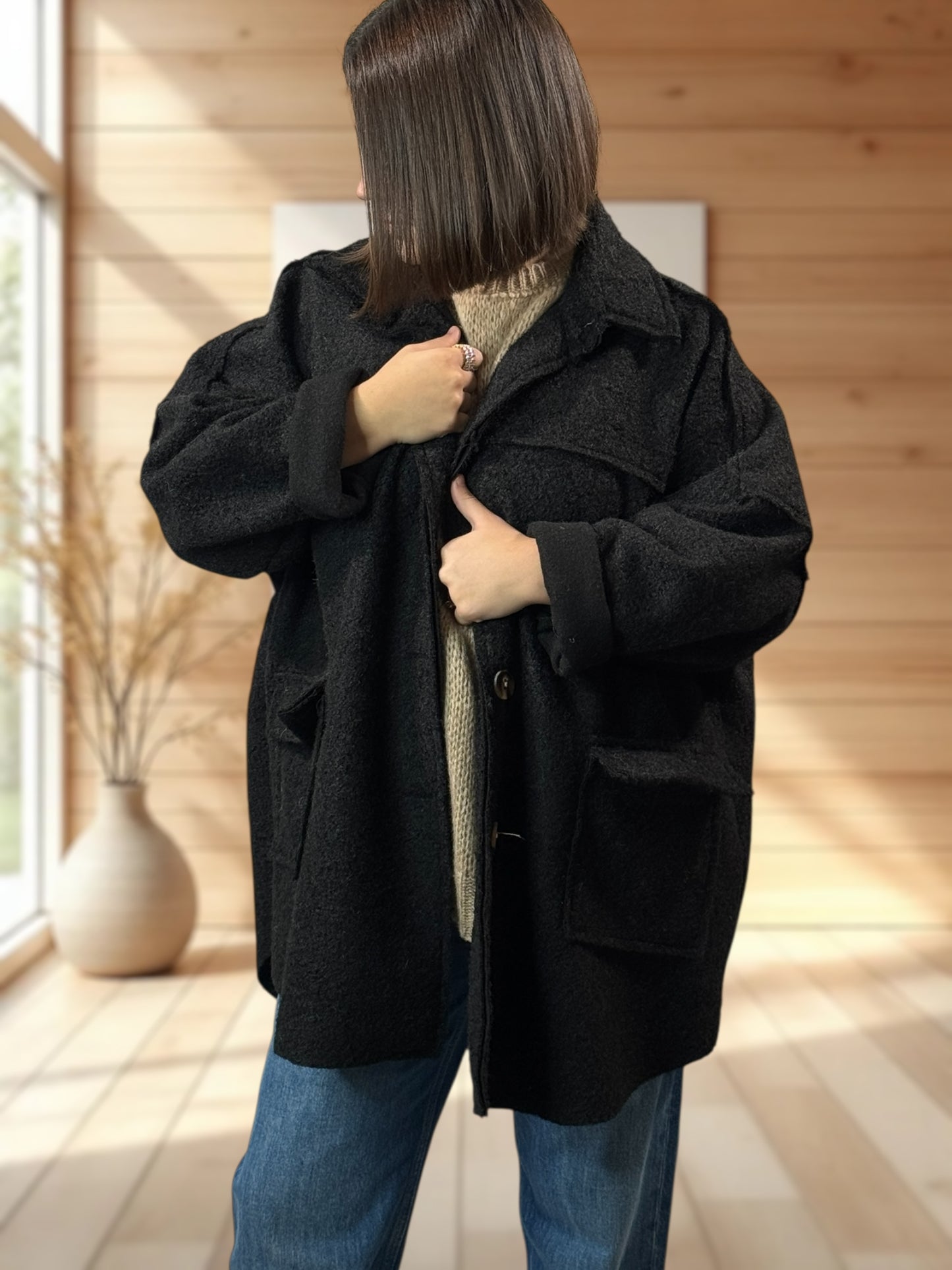 RAVELO - VESTE OVERSIZE MARINE JUSQU'A LA TAILLE 54/56