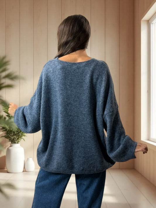 CLAUDIO - PULL BLEU LOGO BOHEME JUSQU'A LA TAILLE 54/56