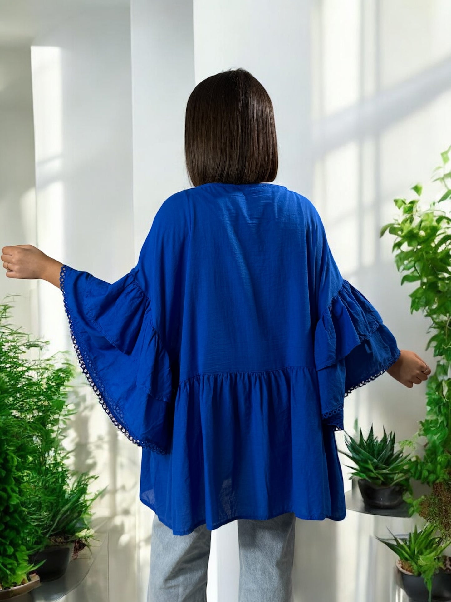 CORALINE - BLOUSE OVERSIZE IMPERIAL EN COTON JUSQU'A LA TAILLE 52/54