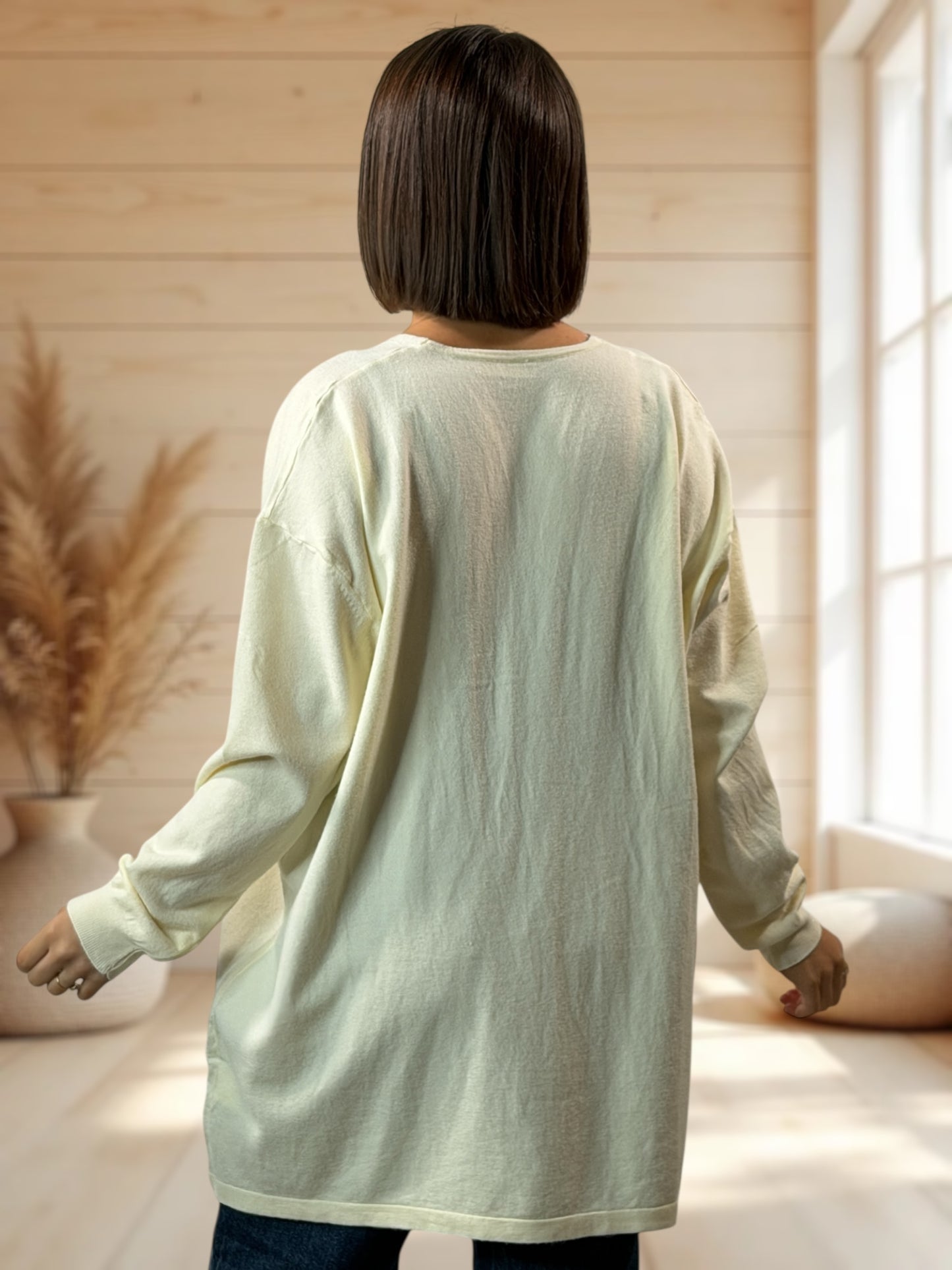 RITA - PULL OVERSIZE BLANC CASSE AVEC OEIL EN SEQUINS JUSQU'A LA TAILLE 54