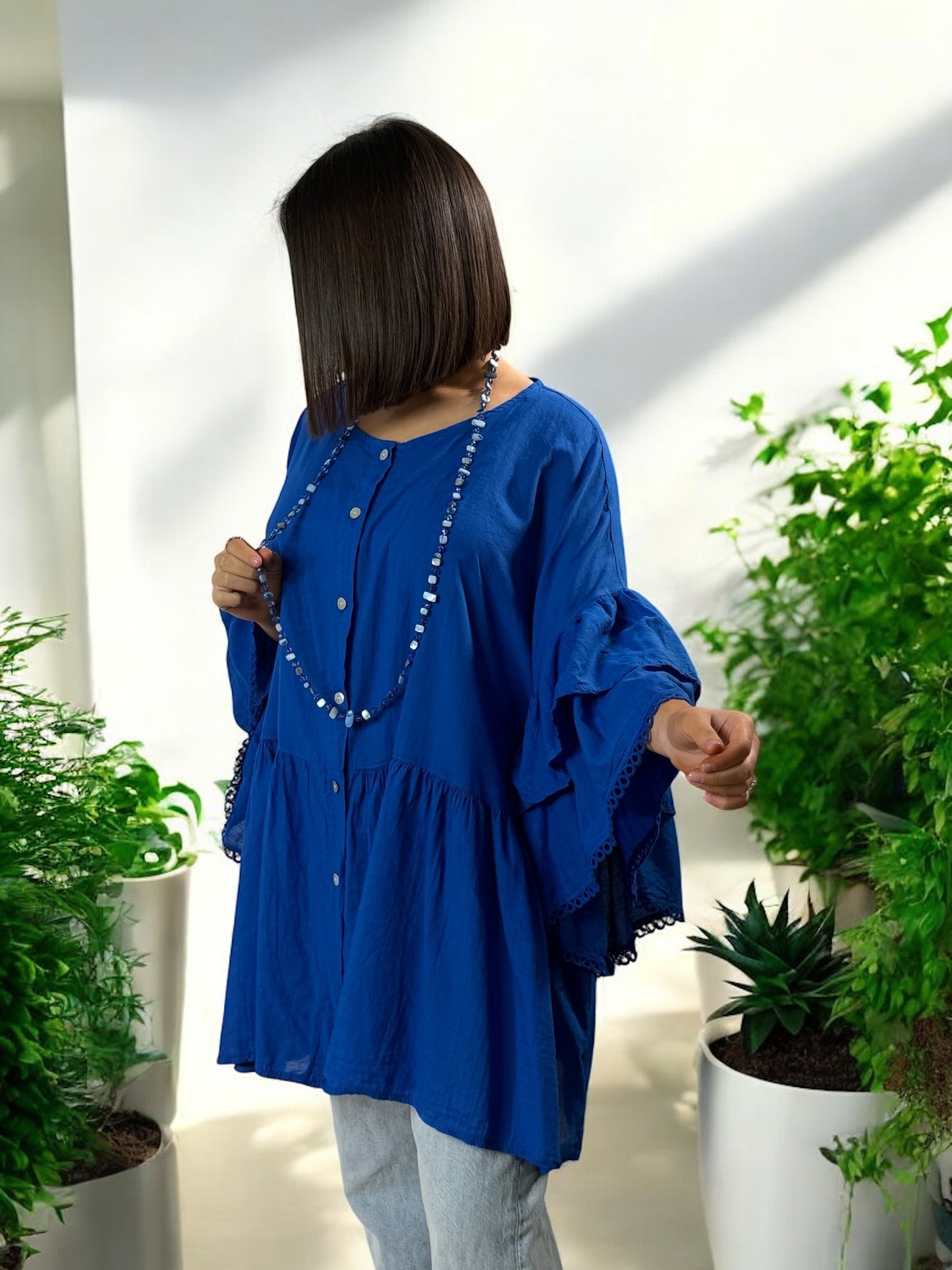 CORALINE - BLOUSE OVERSIZE IMPERIAL EN COTON JUSQU'A LA TAILLE 52/54
