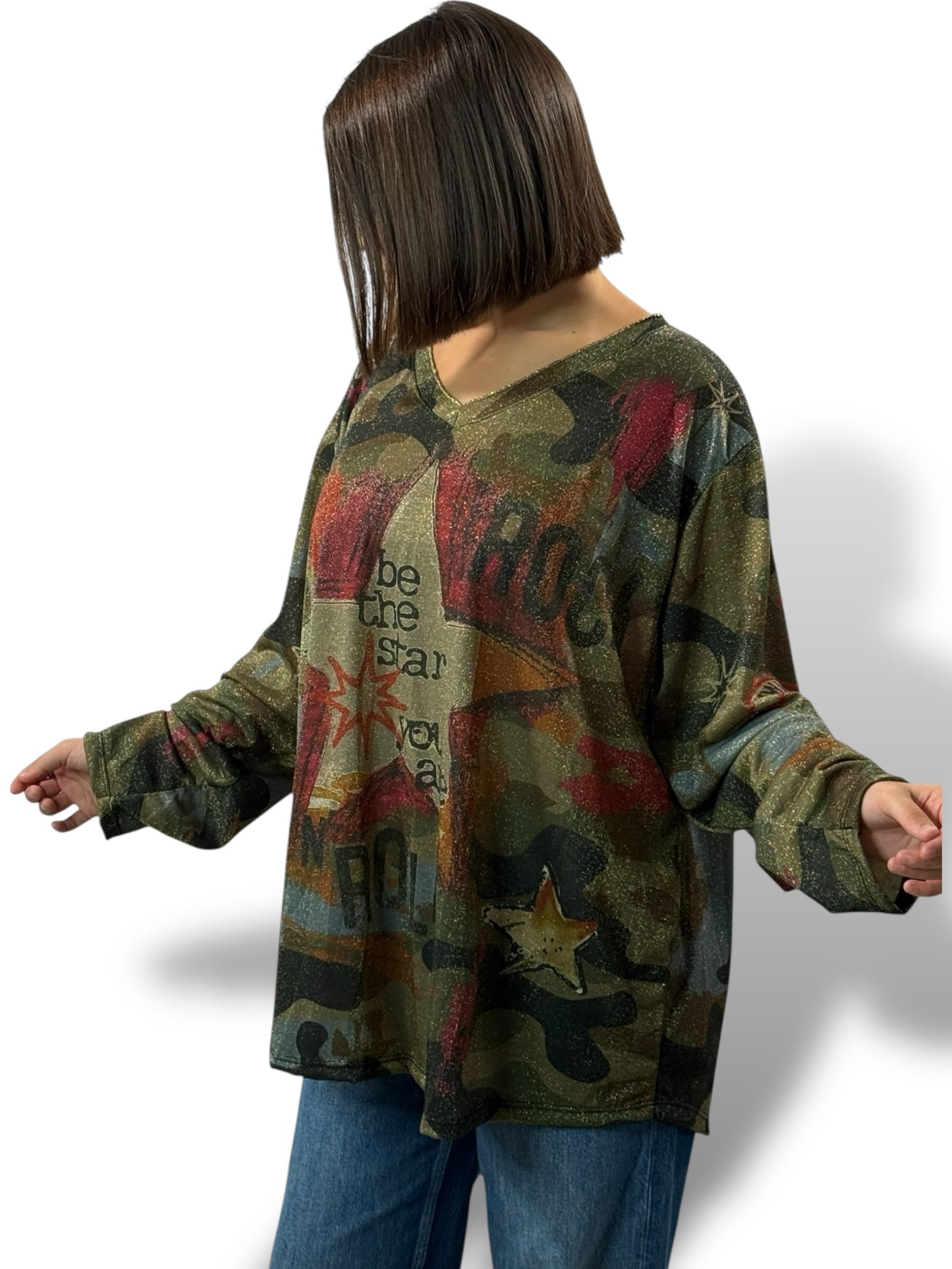 MARYLIN - TOP OVERSIZE FLUIDE SCINTILLANT JUSQU'A LA TAILLE 54