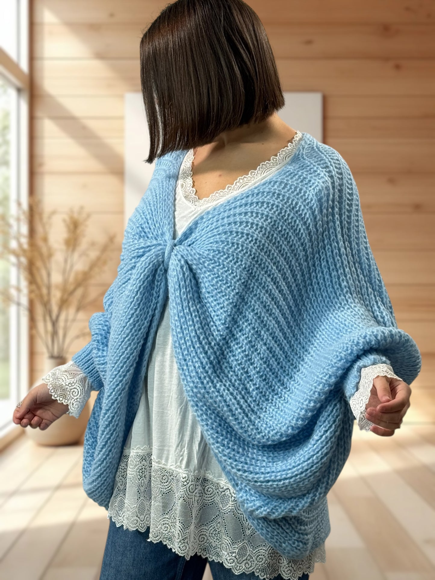 ELLA - PULL OVERSIZE BLEU JUSQU'A LA TAILLE 56