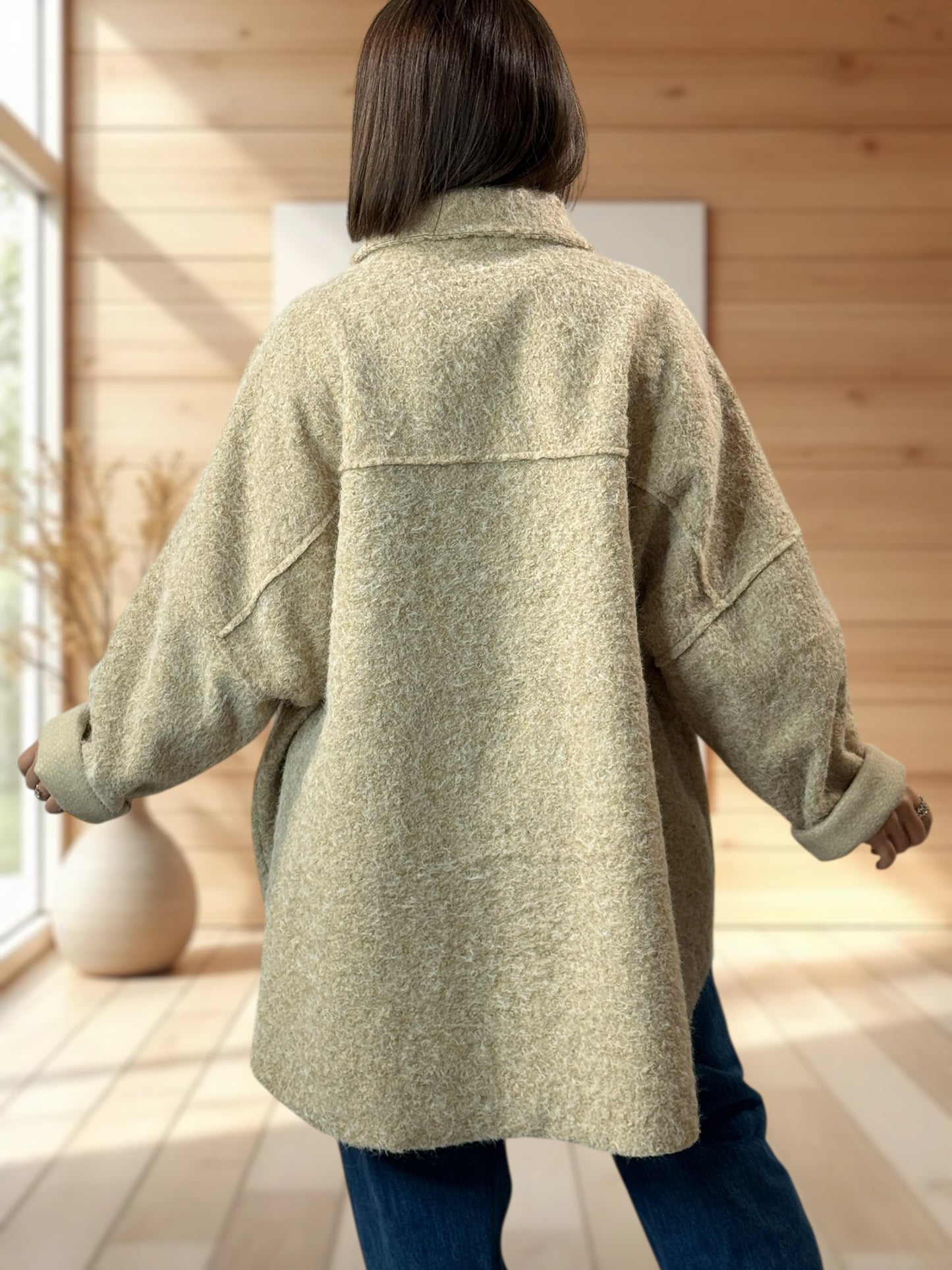 RAVELO - VESTE OVERSIZE BEIGE JUSQU'A LA TAILLE 54/56