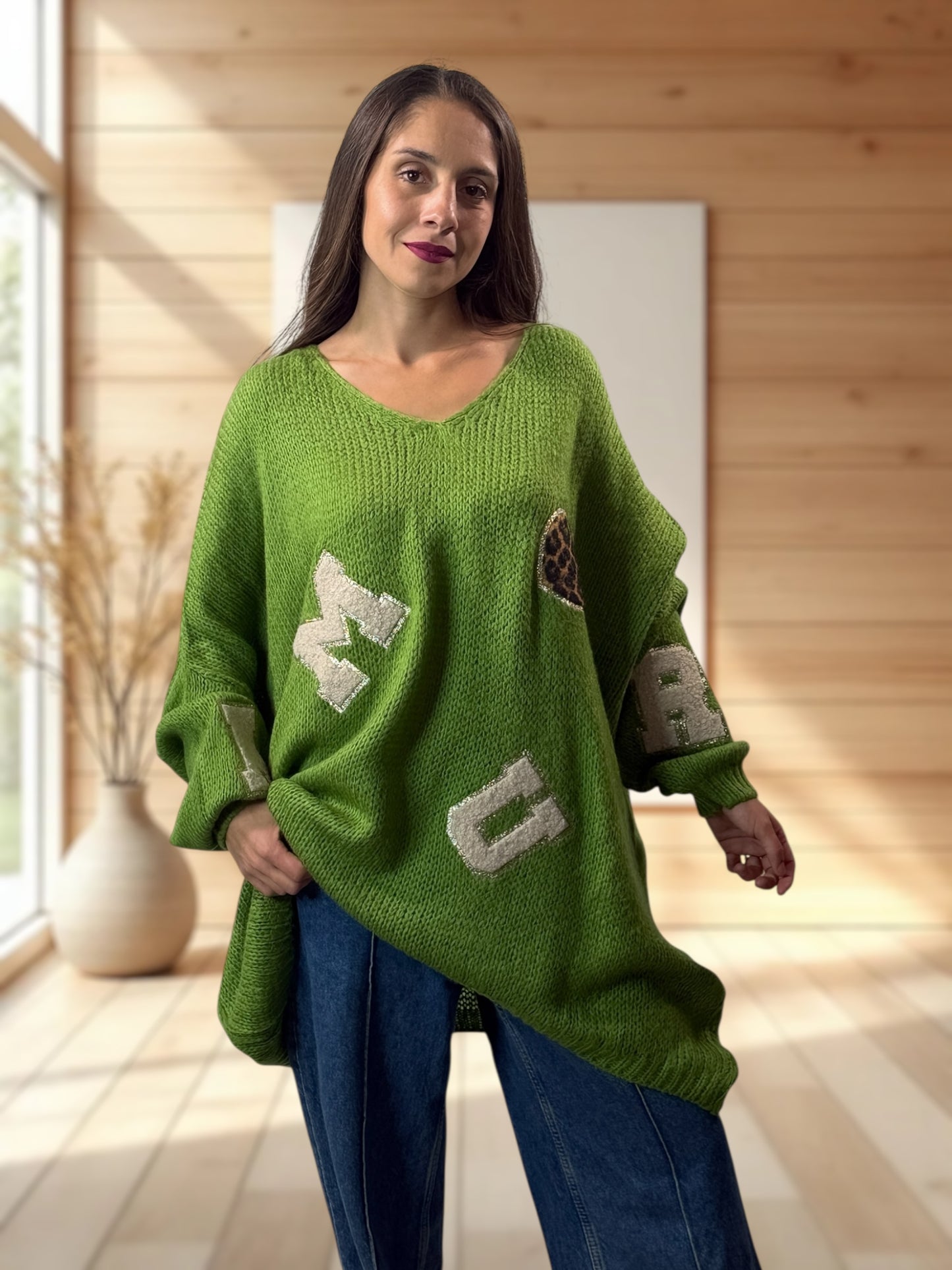 JAMES - PULL OVERSIZE VERT JUSQU'A LA TAILLE 56