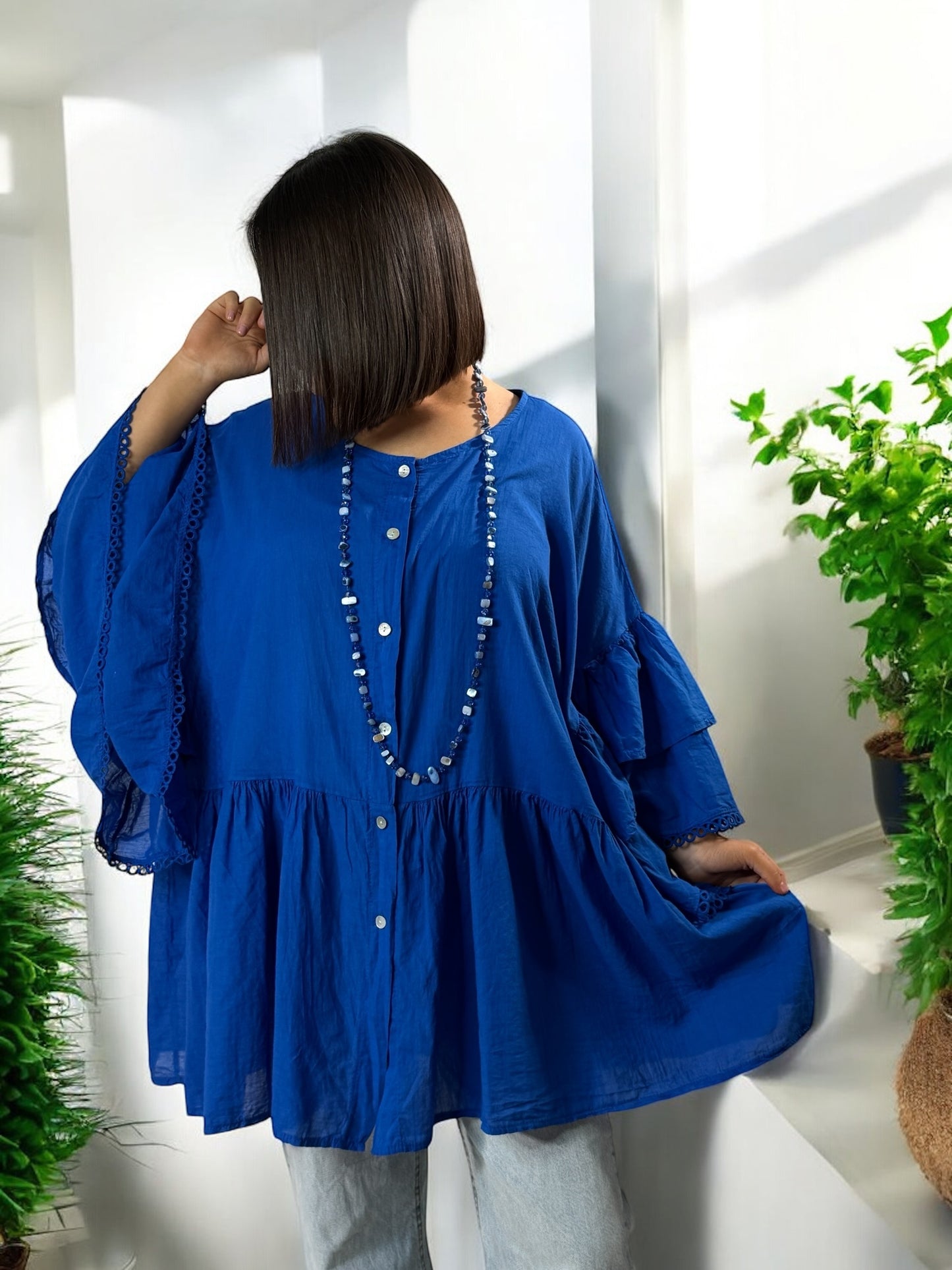 CORALINE - BLOUSE OVERSIZE IMPERIAL EN COTON JUSQU'A LA TAILLE 52/54