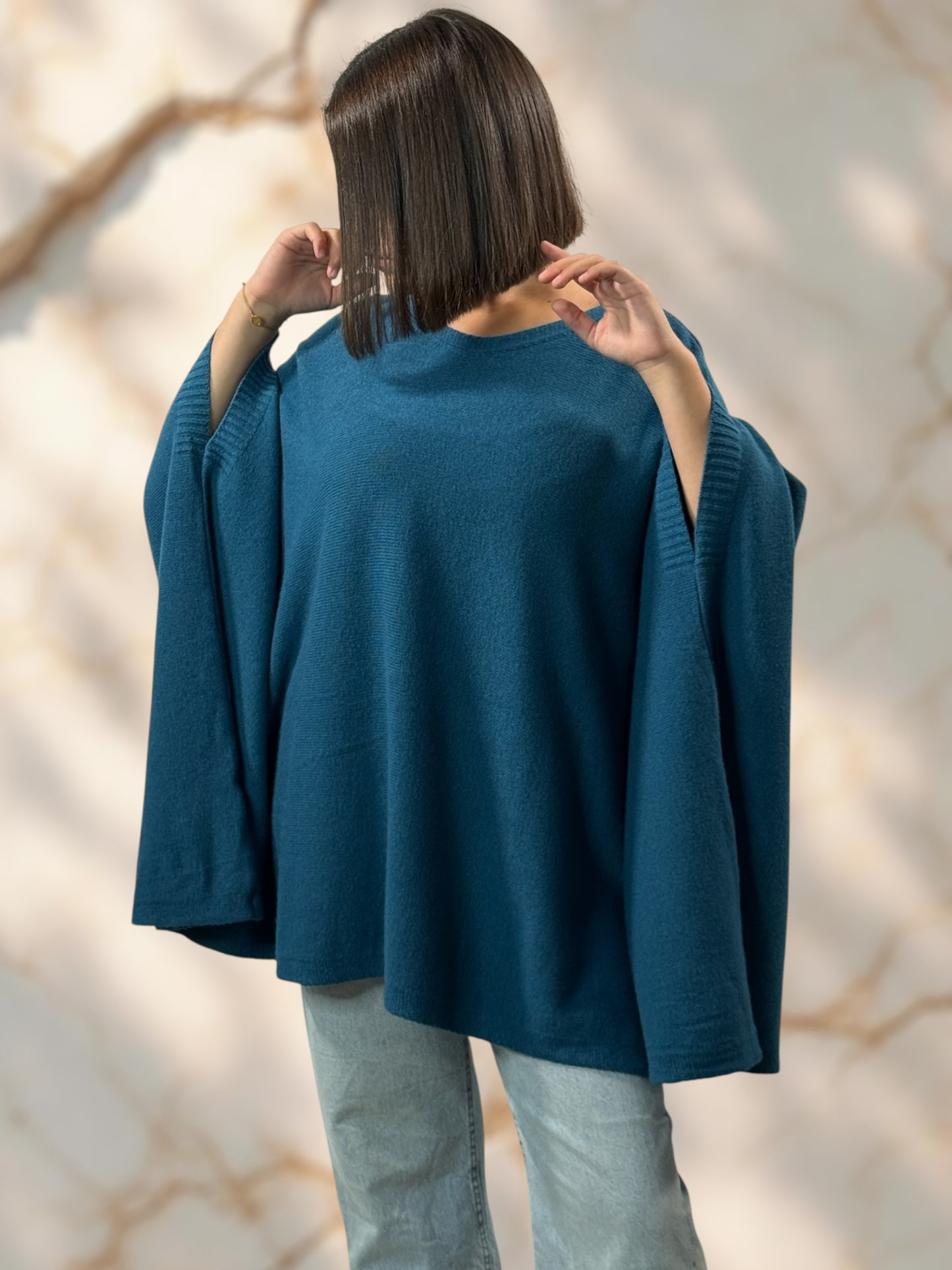 NICKO - PULL OVERSIZE BLEU JUSQU'A LA TAILLE 60