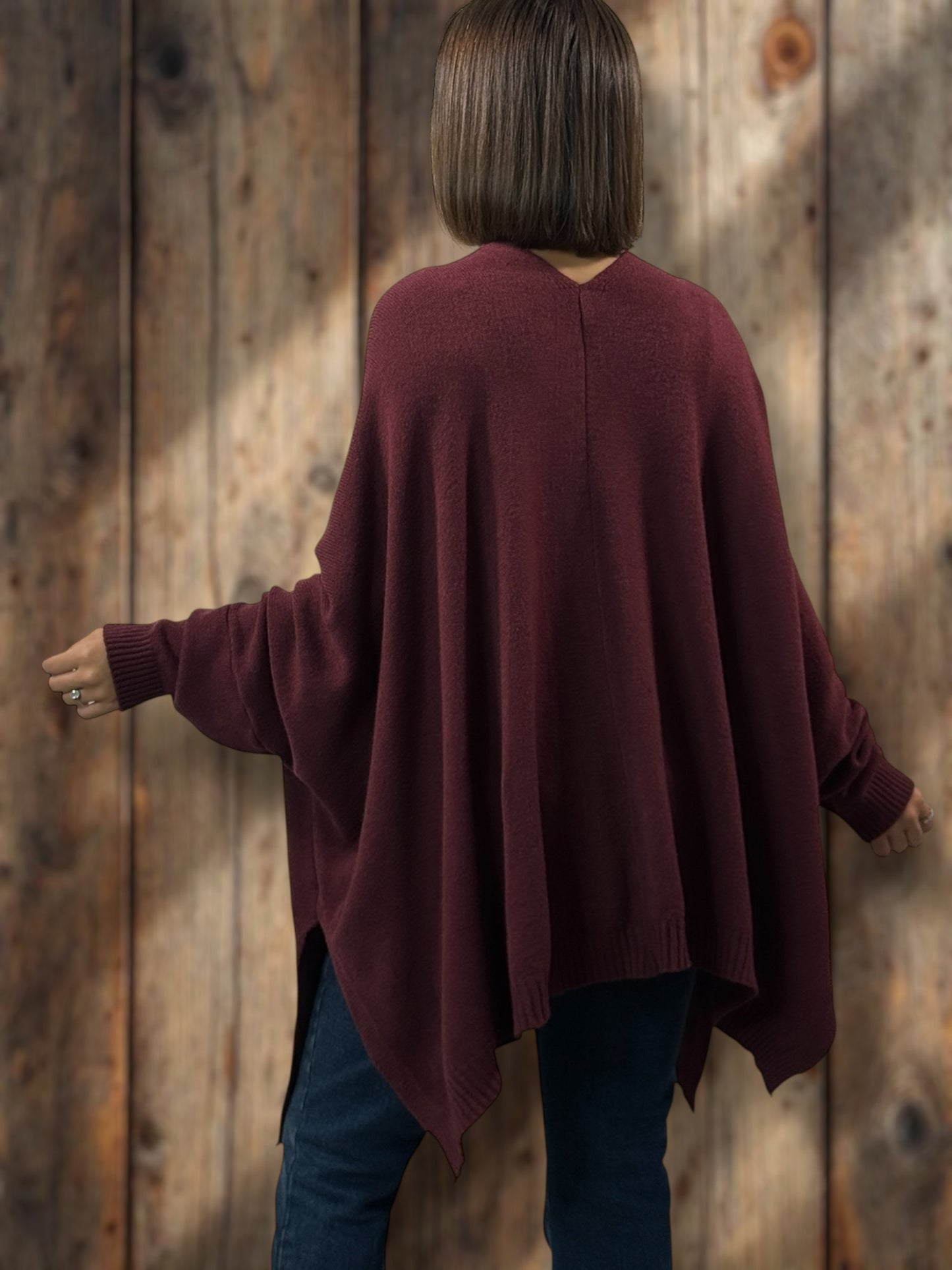 MATHILDE - GILET OVERSIZE BORDEAUX JUSQU'A LA TAILLE 56/58