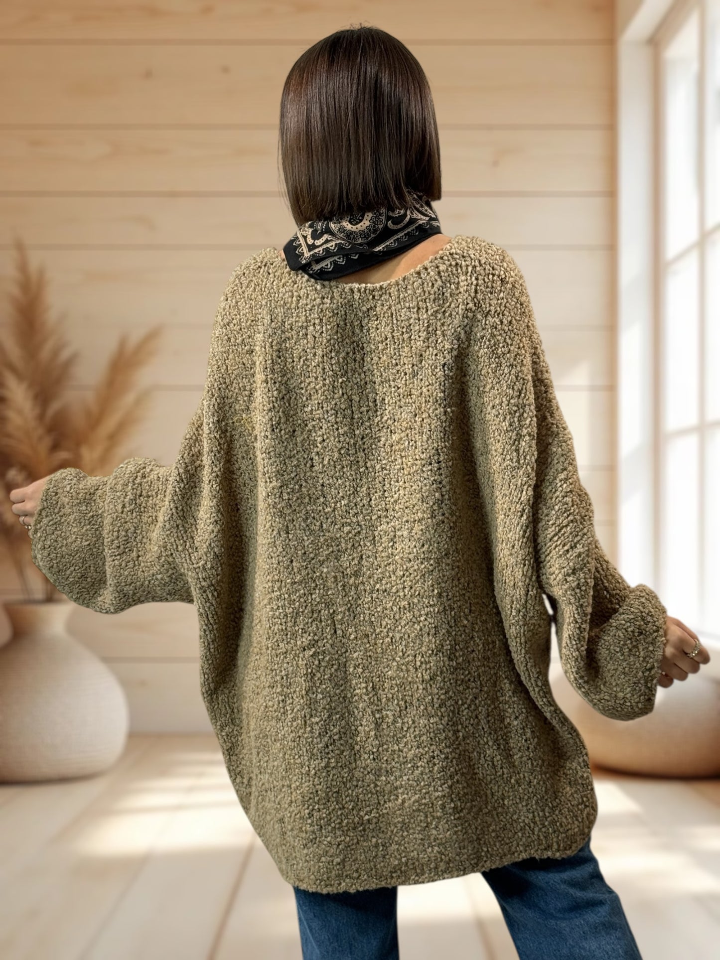 LAETITIA - PULL CAMEL OVERSIZE JUSQU'A LA TAILLE 58