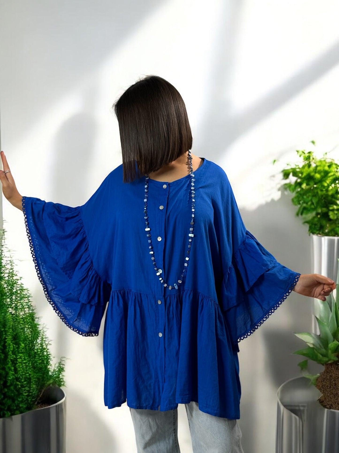 CORALINE - BLOUSE OVERSIZE IMPERIAL EN COTON JUSQU'A LA TAILLE 52/54