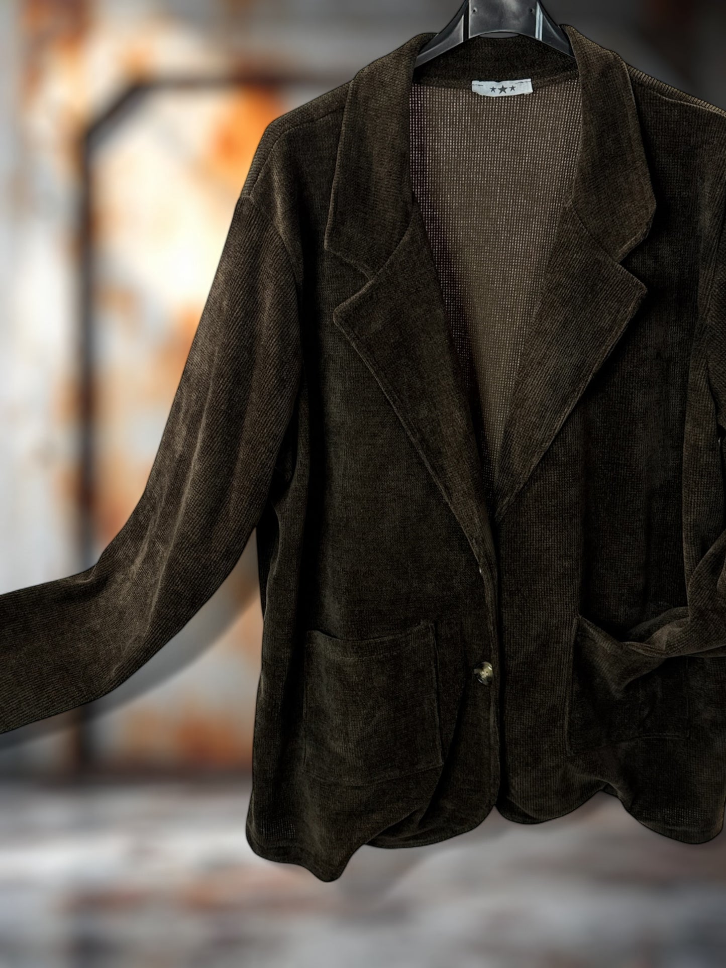 FLAVIE - VESTE MARRON EN VELOURS JUSQU'A LA TAILLE 52