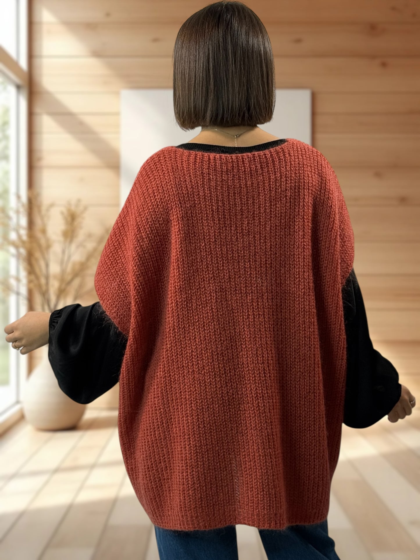 ENZO - PULL ROUX OVERSIZE JUSQU'A LA TAILLE 56