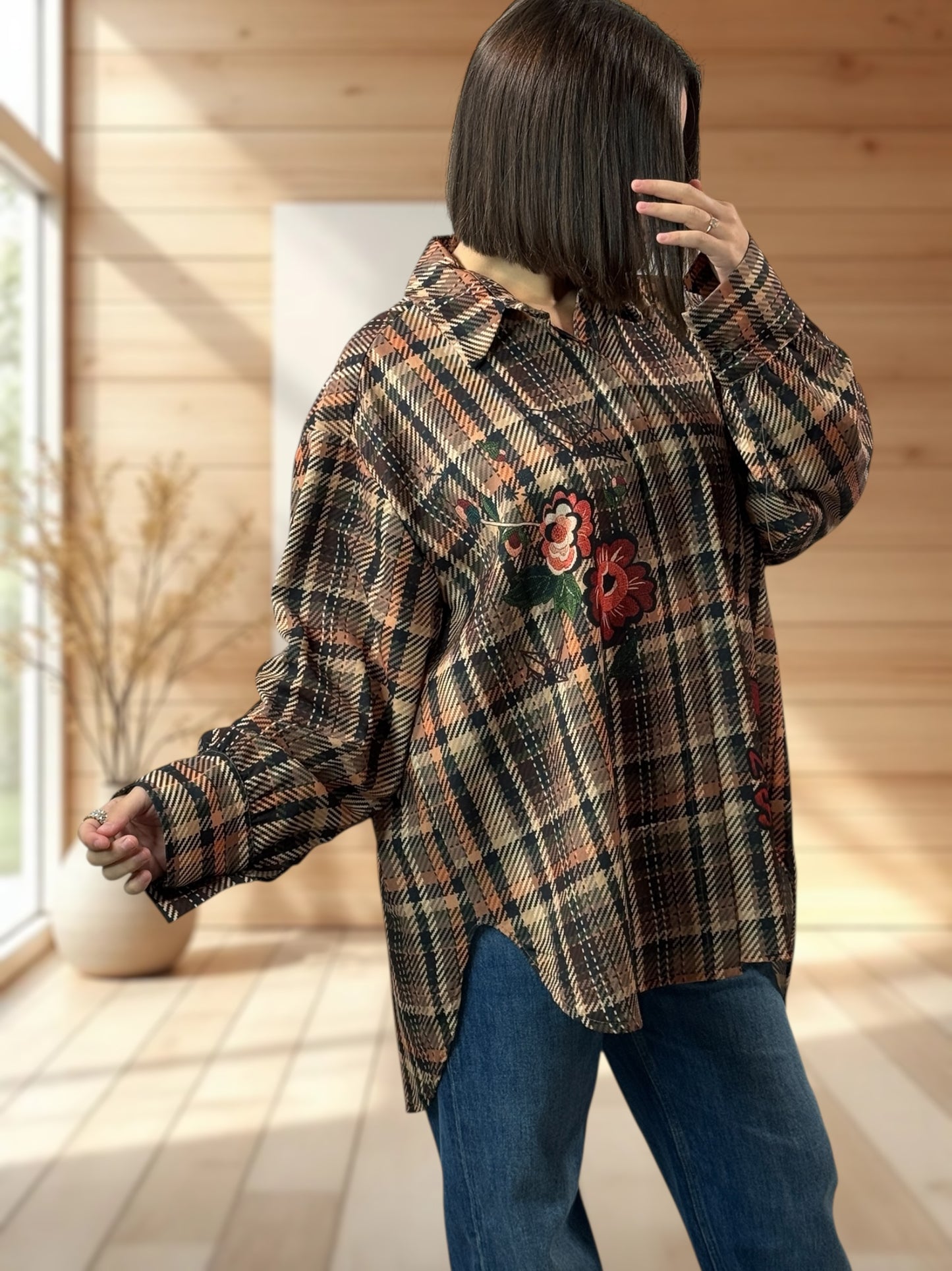 YSOLINE REF2 - CHEMISE OVERSIZE A MOTIF JUSQU'A LA TAILLE 52/54