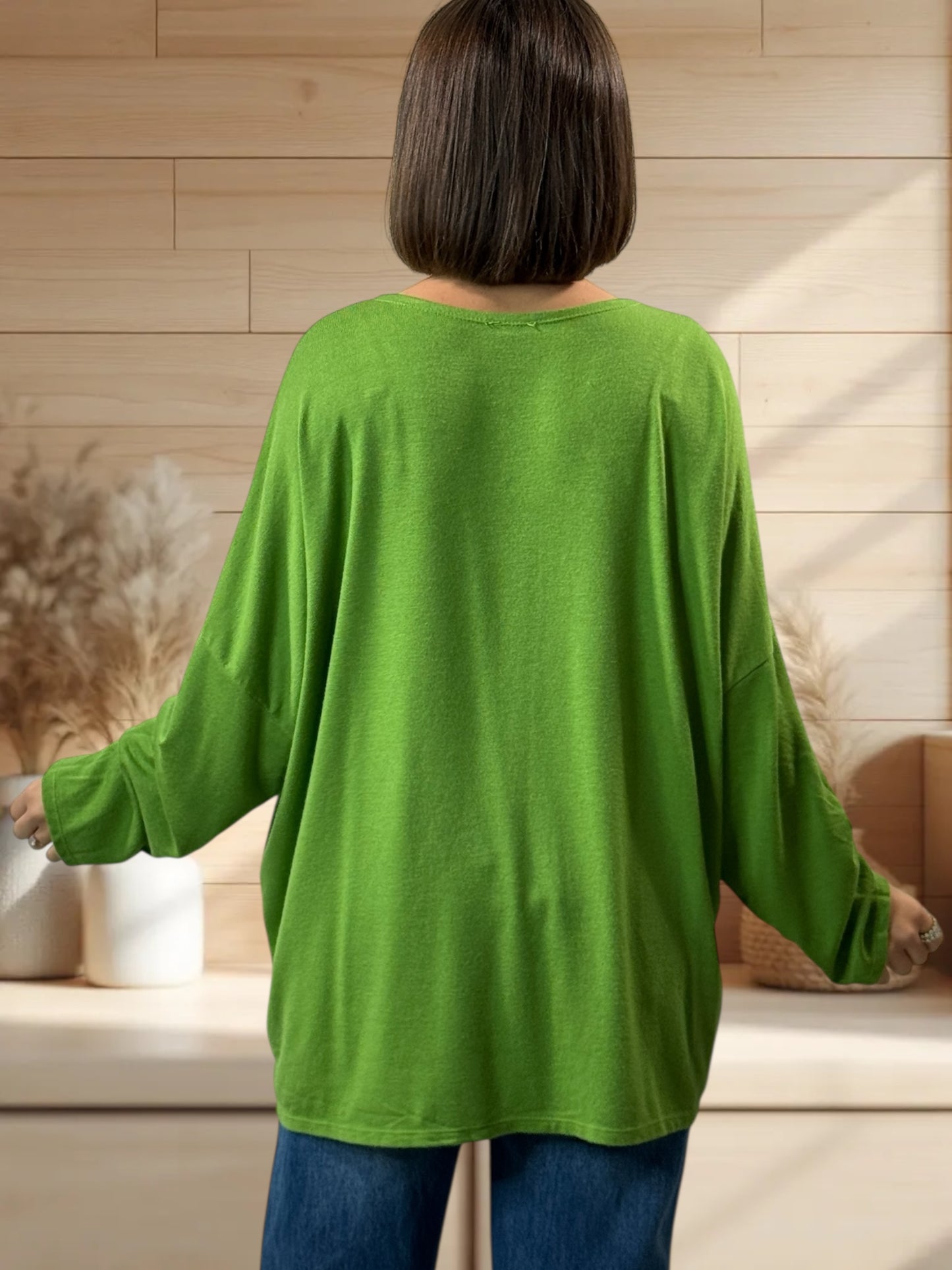 BICHETTE - PULL VERT EN MAILLE FLUIDE JUSQU'A LA TAILLE 54/56