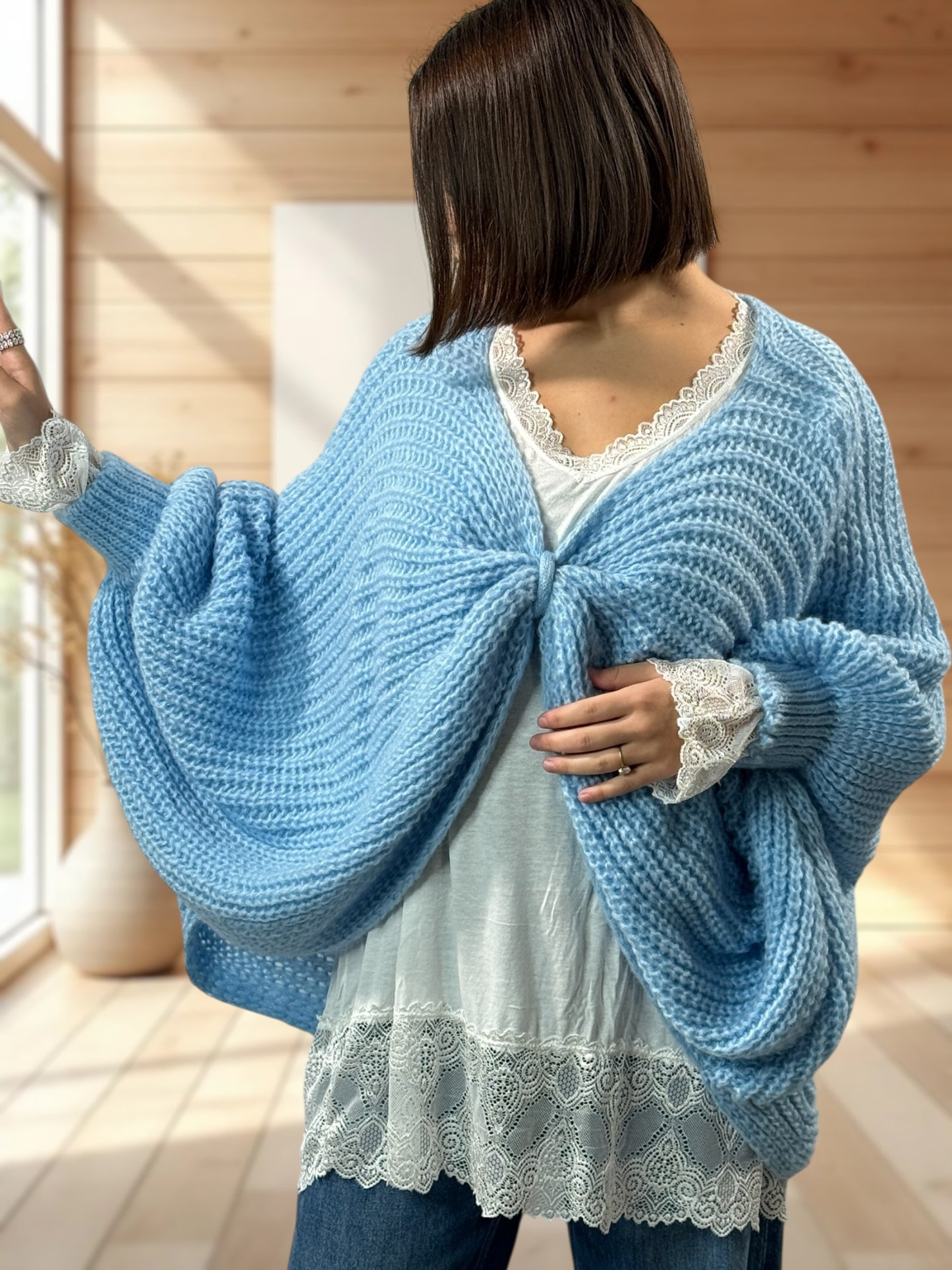 ELLA - PULL OVERSIZE BLEU JUSQU'A LA TAILLE 56