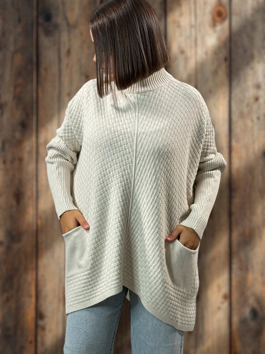 JOE - PULL BEIGE 2 POCHES JUSQU'A LA TAILLE 54