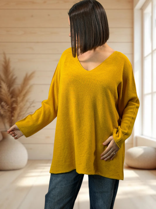 LARA - PULL OVERSIZE CURRY JUSQU'A LA TAILLE 54