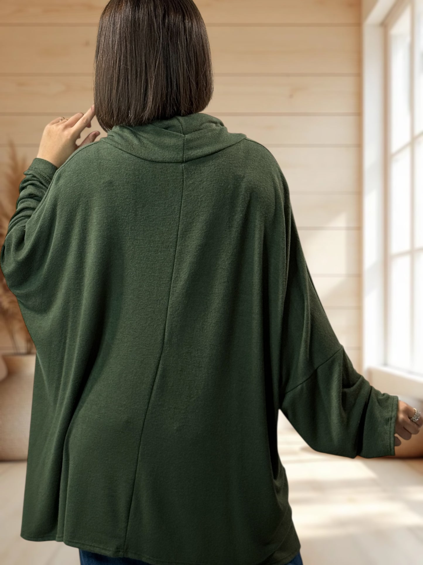 ABIGAIL - PULL OVERSIZE KAKI EN MAILLE FLUIDE JUSQU'A LA TAILLE 56