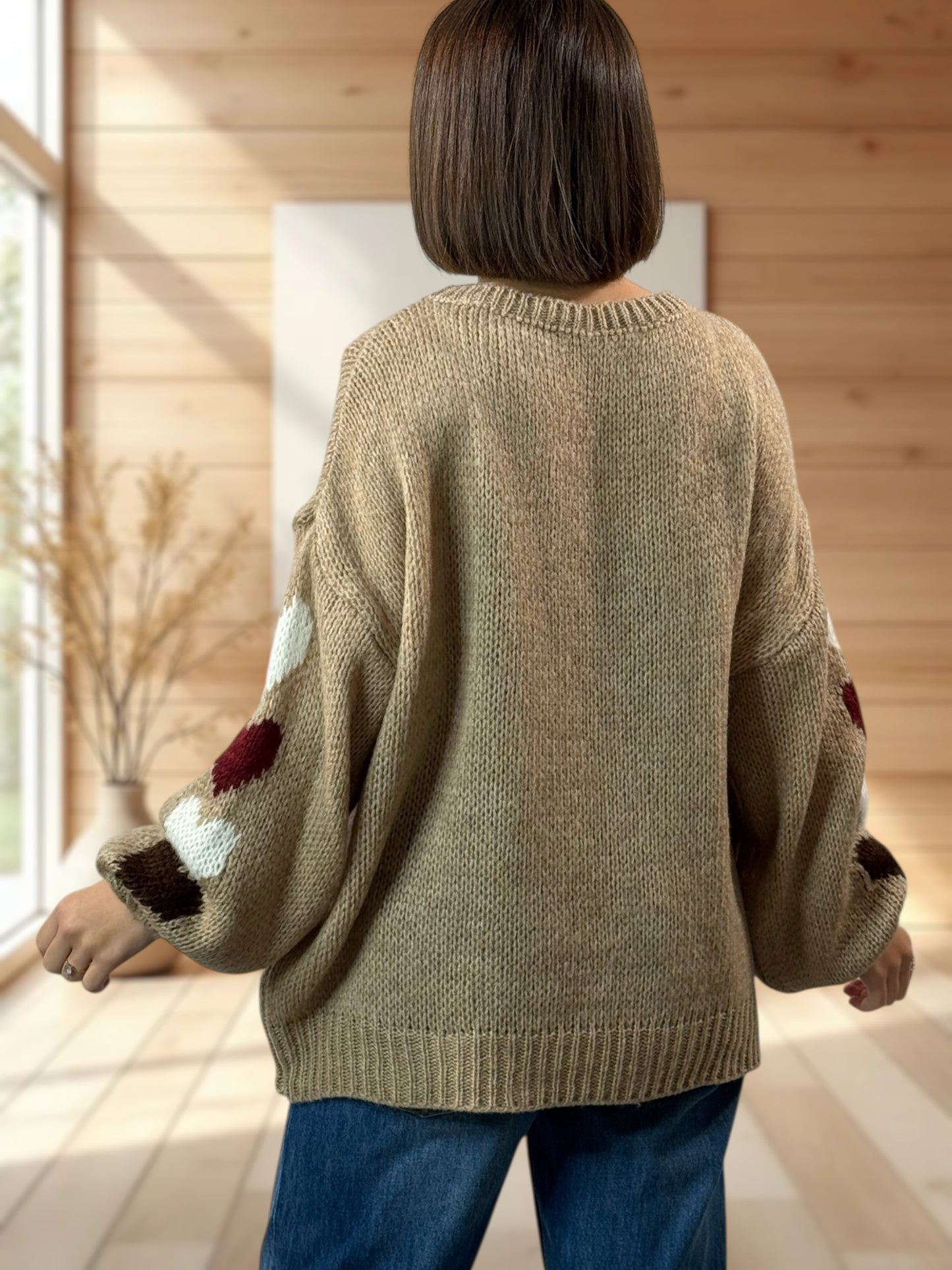ETHAN - PULL OVERSIZE CAMEL JUSQU'A LA TAILLE 50
