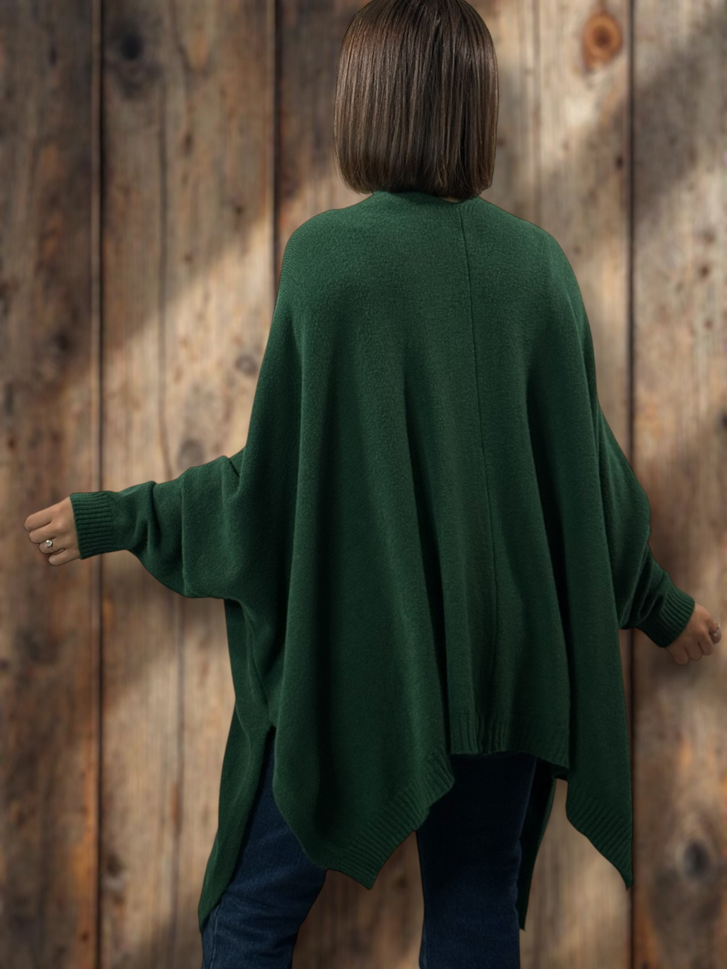 MATHILDE - GILET OVERSIZE VERT BOUTEILLE JUSQU'A LA TAILLE 56/58