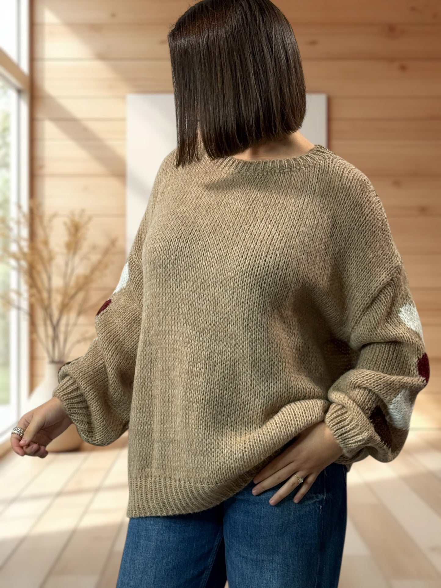 ETHAN - PULL OVERSIZE CAMEL JUSQU'A LA TAILLE 50