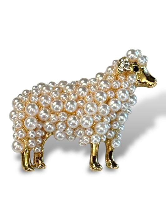 MOUTON - BROCHE AVEC PERLE ET STRASS  TENDANCE