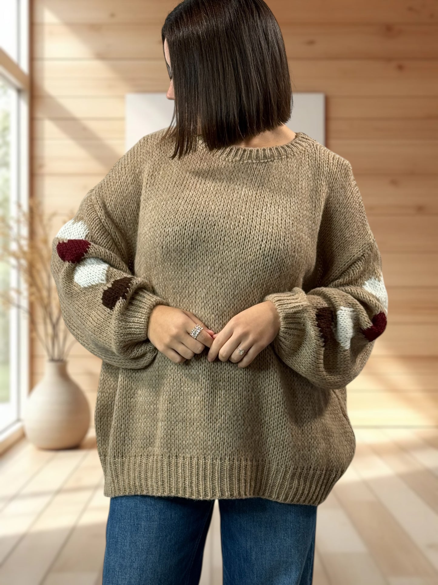 ETHAN - PULL OVERSIZE CAMEL JUSQU'A LA TAILLE 50