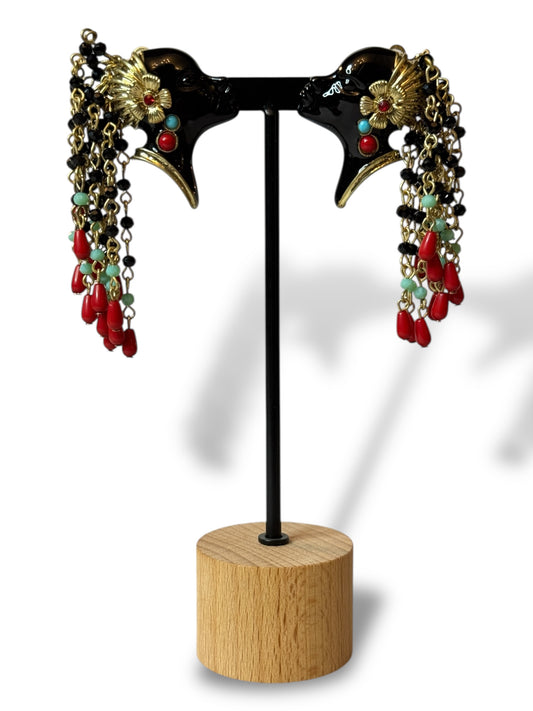 PAQUITA - BOUCLES D'OREILLES PINCE AVEC PAMPILLE DE PERLE